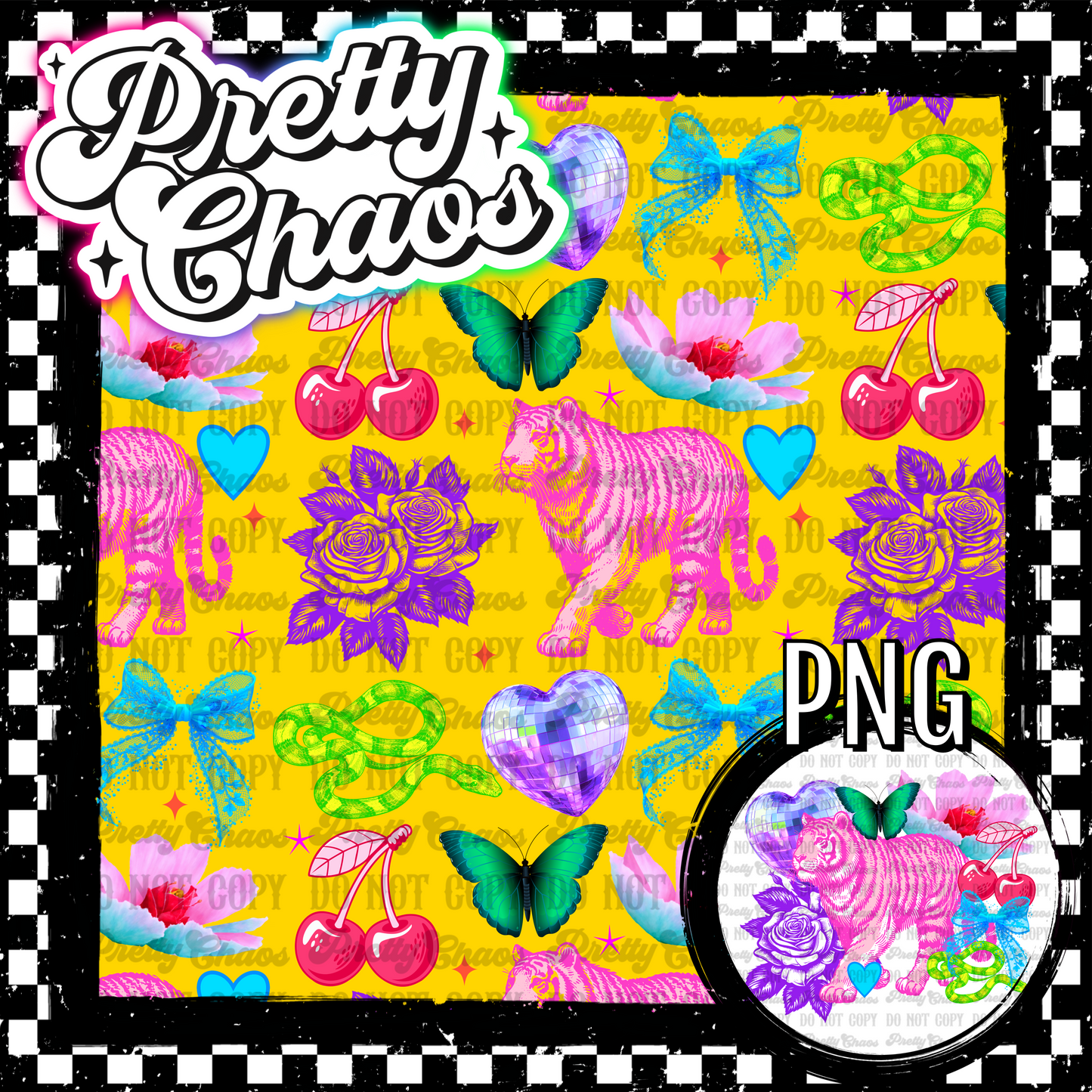 Trendy Tiger Seamless & PNG