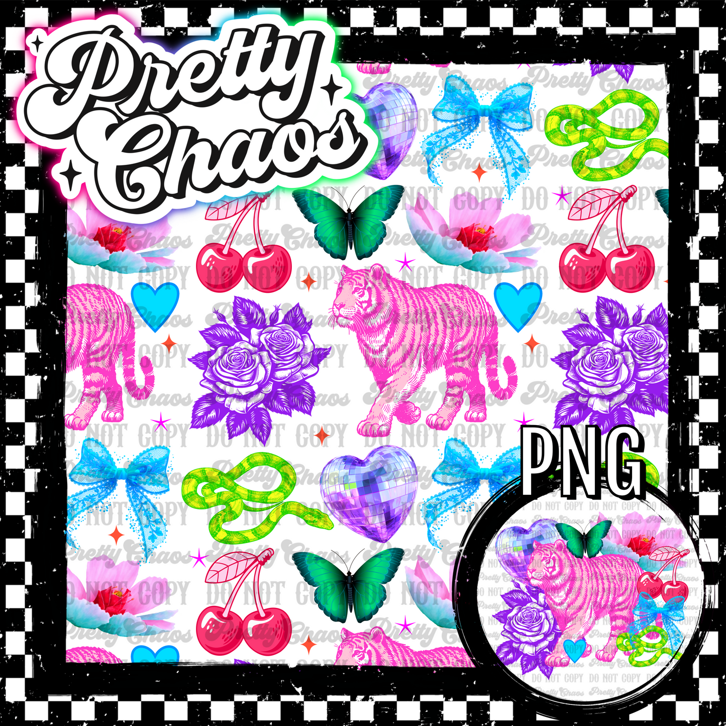 Trendy Tiger Seamless & PNG