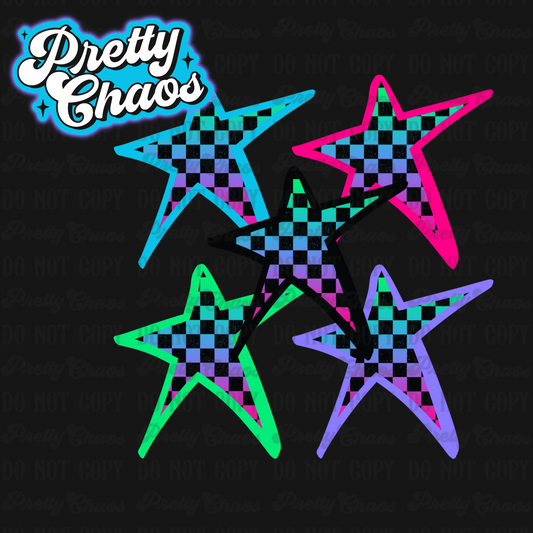 Checkered Stars Clip Art